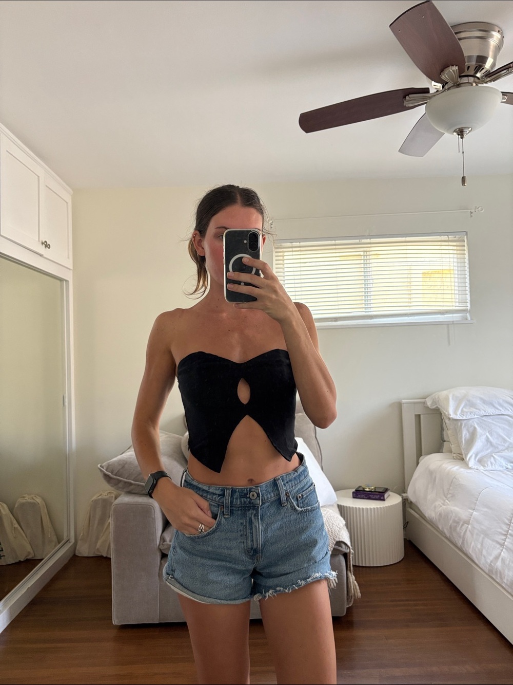 Princess Polly Black Strapless Keyhole Crop Top